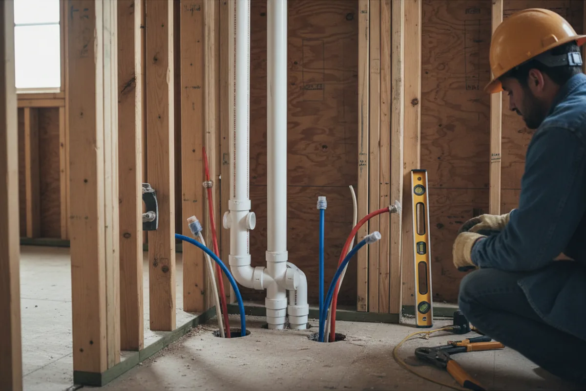 Drain and supply rough-in during Drain Cleaning in Waupun